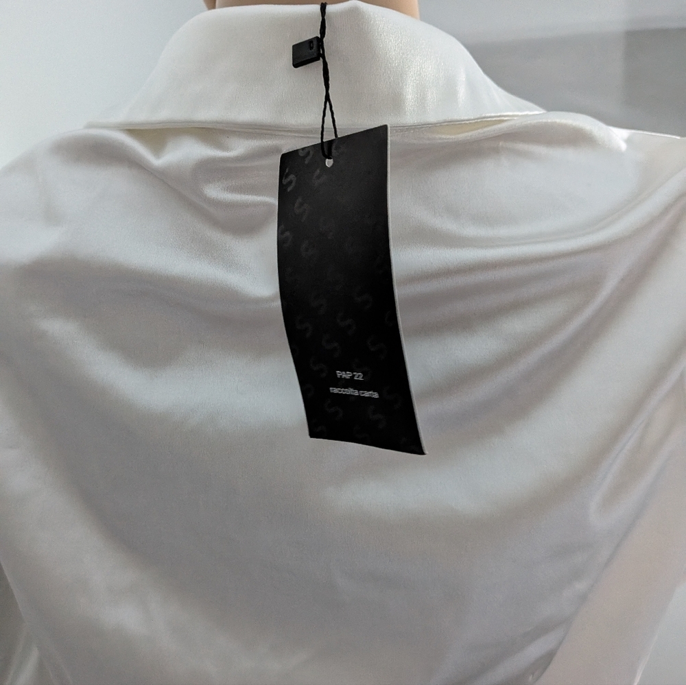 SHEIN White Blazer Satin Finish Tailored Fit - Picture 5 of 10